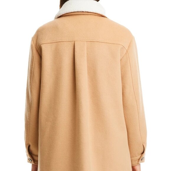SANCTUARY Long Shacket with Removable Faux Shearling Collar Camel - Picture 4 of 6